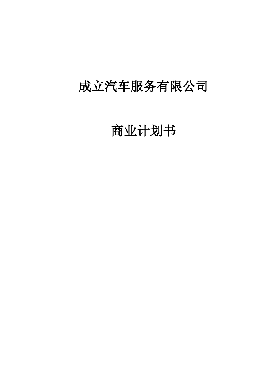 成立汽车服务有限公司商业计划书_第1页