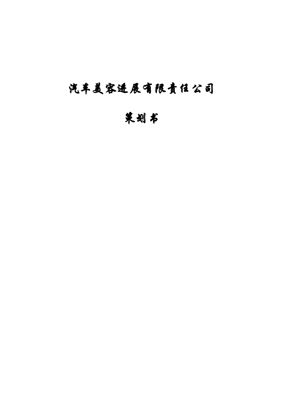 成立汽车美容发展责任有限公司商业策划书_第1页