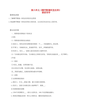 （2014年最新）甘肃省积石中学高中历史 第六单元《穆罕默德阿里改革》导学案 新人教版选修1