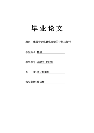 我国会计电算化现状的分析与探讨论文本科学位论文