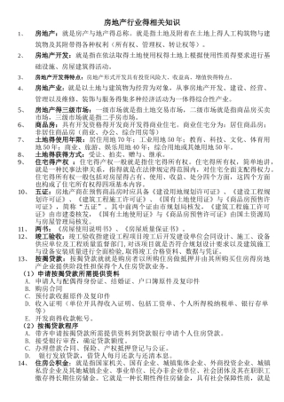 房地产行业的相关知识