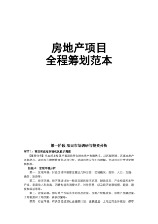 房地产项目全程策划范本
