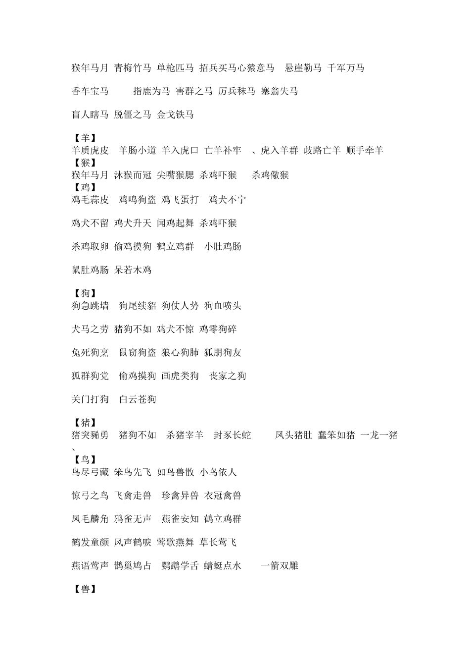 所有与动物有关的成语大全_第3页