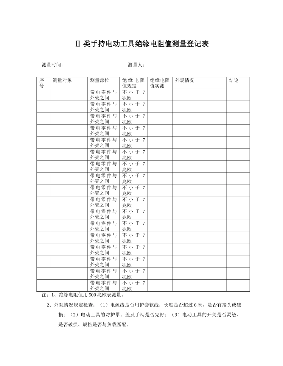 手持电动工具绝缘电阻值测量记录表_第2页
