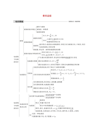 高考物理 主题3 电磁场与电磁波初步章末总结学案（必修3）-人教版高三必修3物理学案