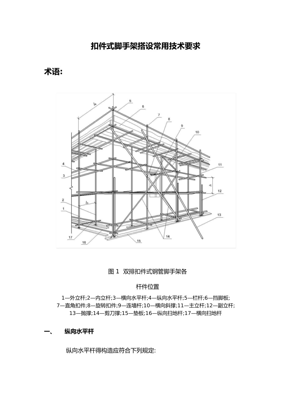 扣件式脚手架搭设常用技术要求_第1页