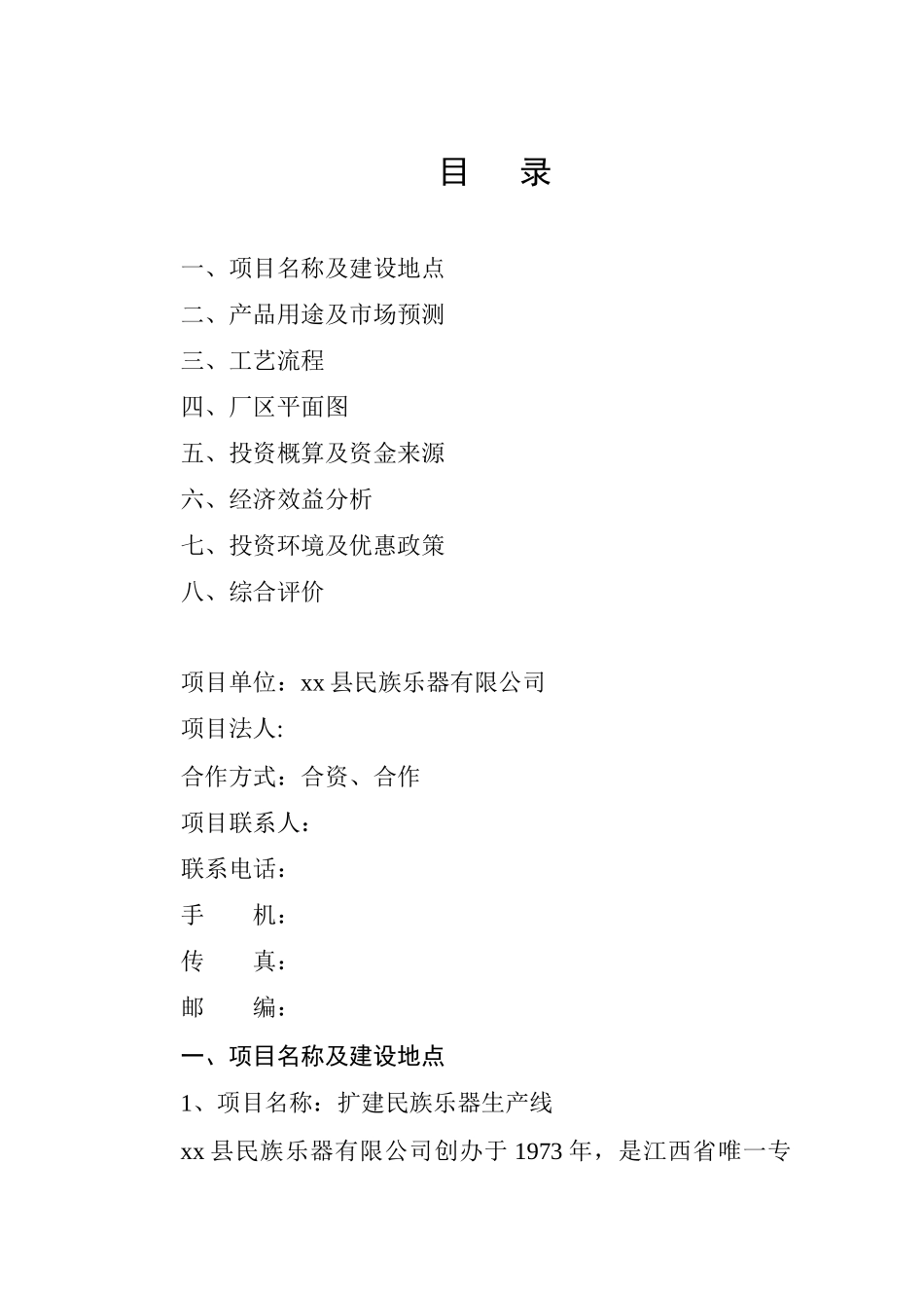 扩建民族乐器生产线可行性研究报告_第3页