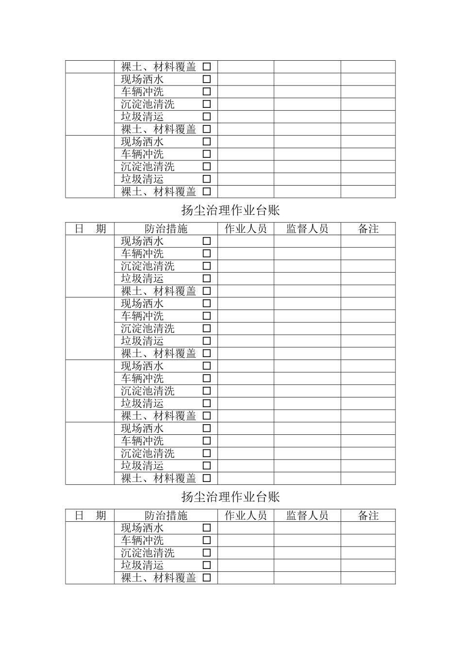 扬尘治理作业台账_第2页