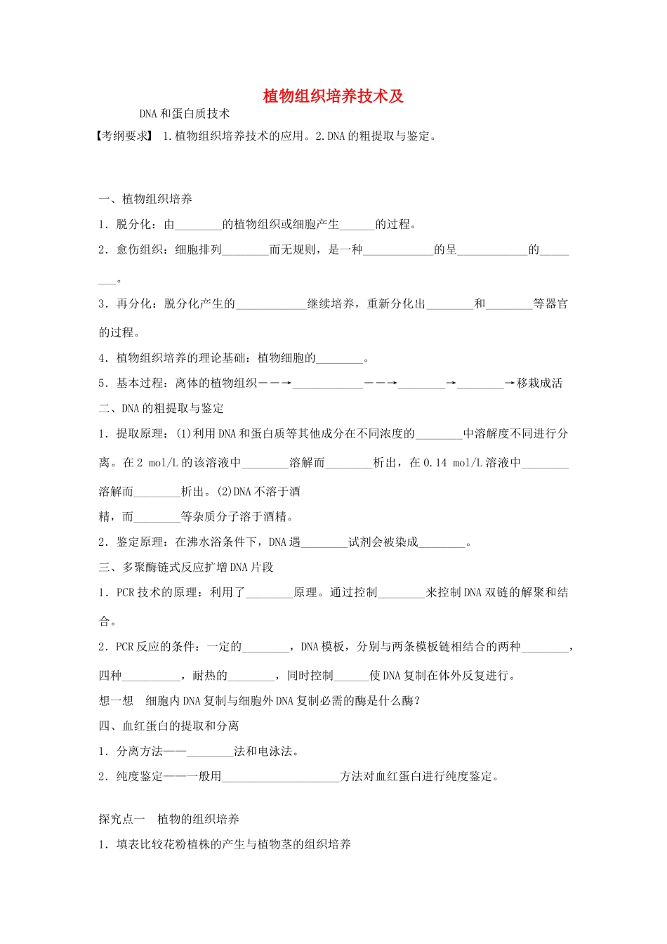 高考生物大一轮复习 55 植物组织培养技术及学案-人教版高三全册生物学案_第1页