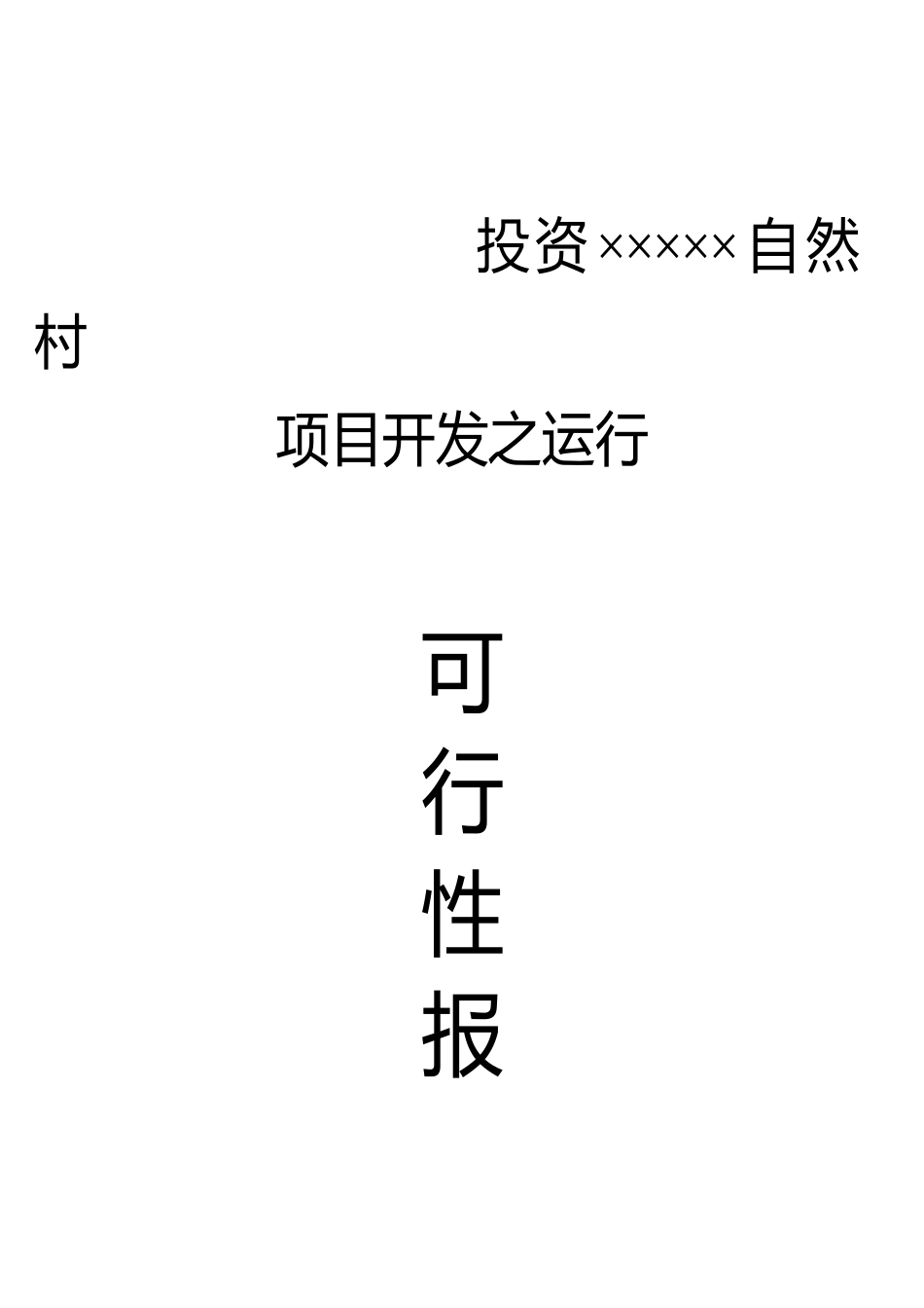 投资××自然村项目开发之运行可行性报告_第1页