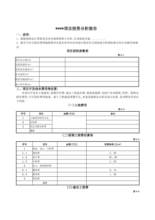 投资分析报告模版