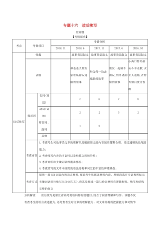 （A版）浙江省高考英语总复习 专题十六 读后续写教师用书（含解析）-人教版高三全册英语学案