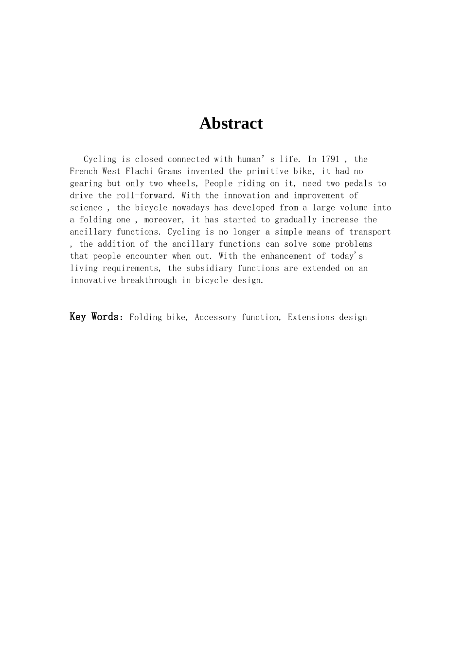 折叠自行车附属功能的延伸研究分析学位论文_第1页