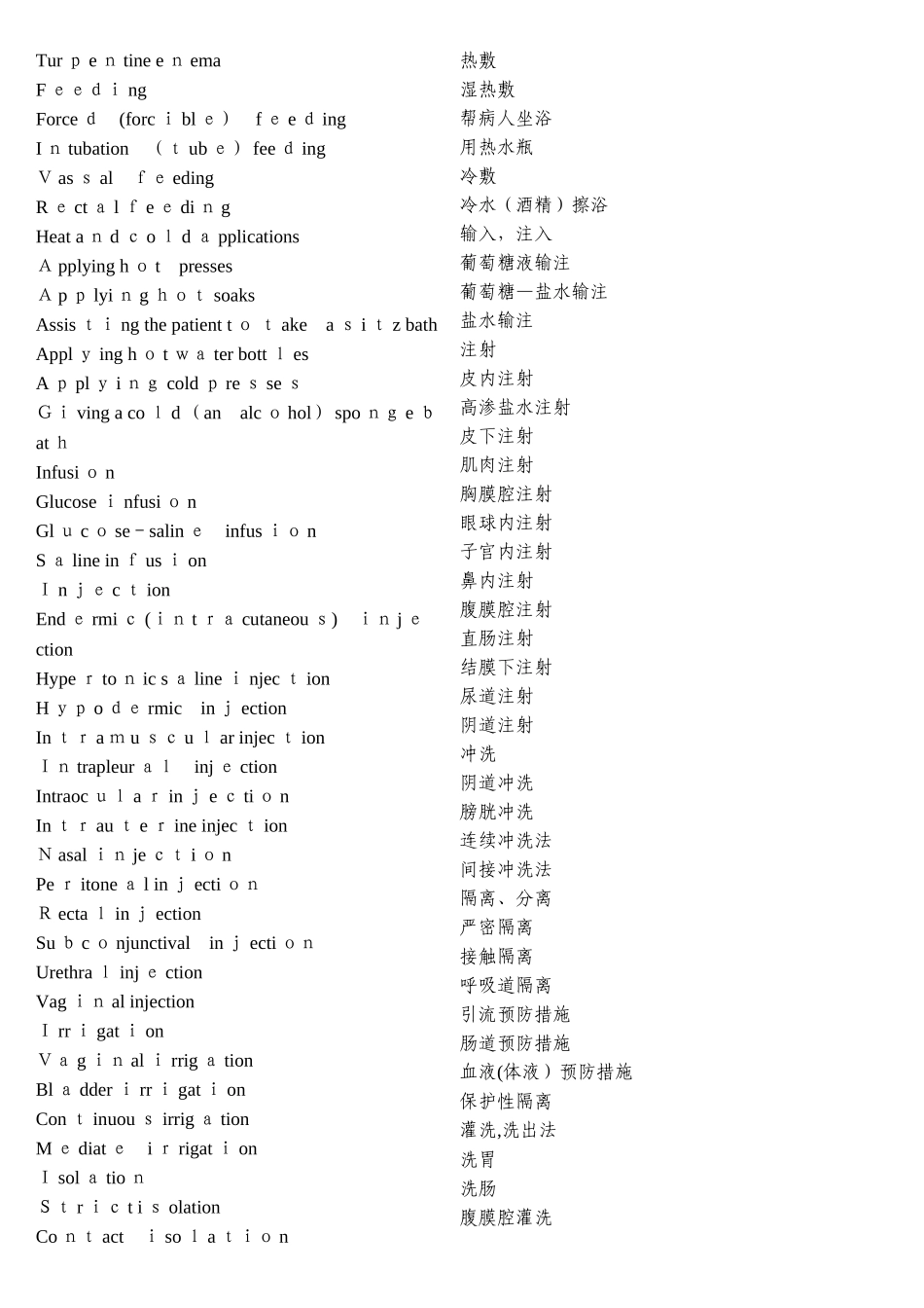 护理专业常用英语词汇_第3页