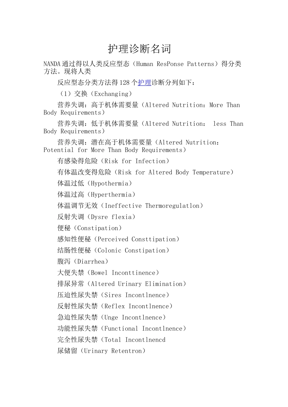 护理诊断名词_第1页