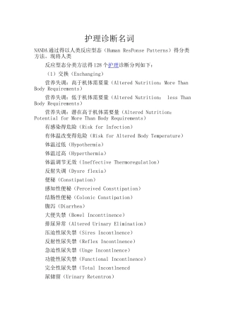 护理诊断名词