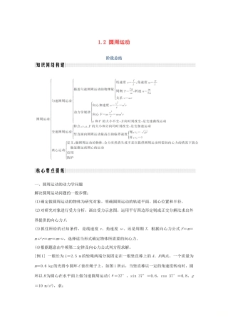 高考物理 主题一 曲线运动与万有引力定律 1.2 圆周运动阶段总结学案 粤教版-粤教版高三全册物理学案