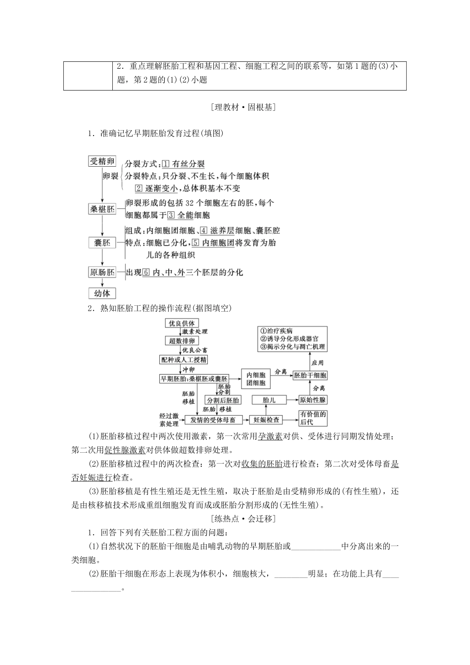 高考生物二轮复习 基础保分专题十三 胚胎工程与生态工程 含生物技术的安全性和伦理问题学案-人教版高三全册生物学案_第3页