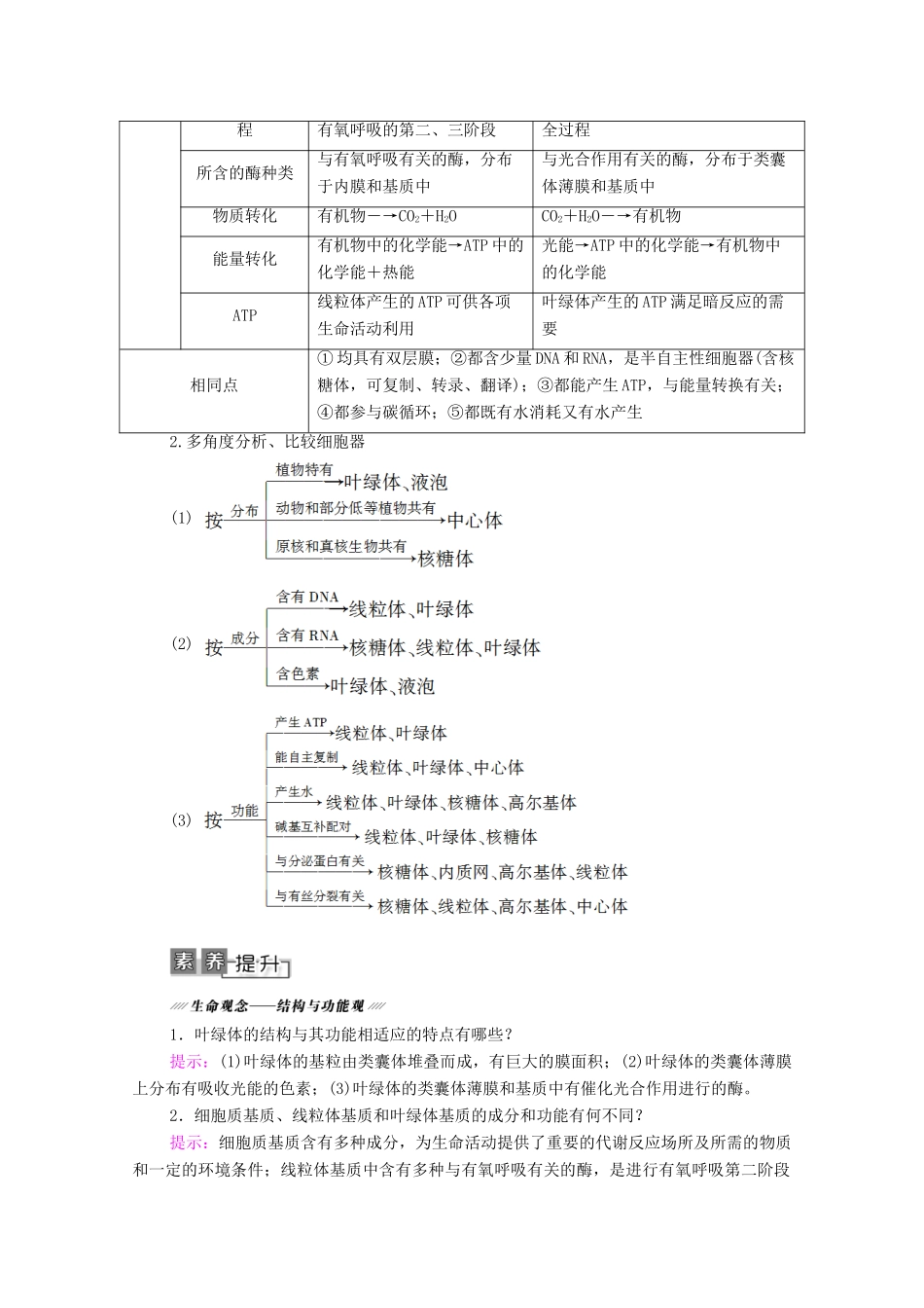 高考生物一轮复习 第2单元 细胞的基本结构与其物质的输入和输出 第2讲 细胞器——系统内的分工合作教学案 新人教版必修1-新人教版高三必修1生物教学案_第3页