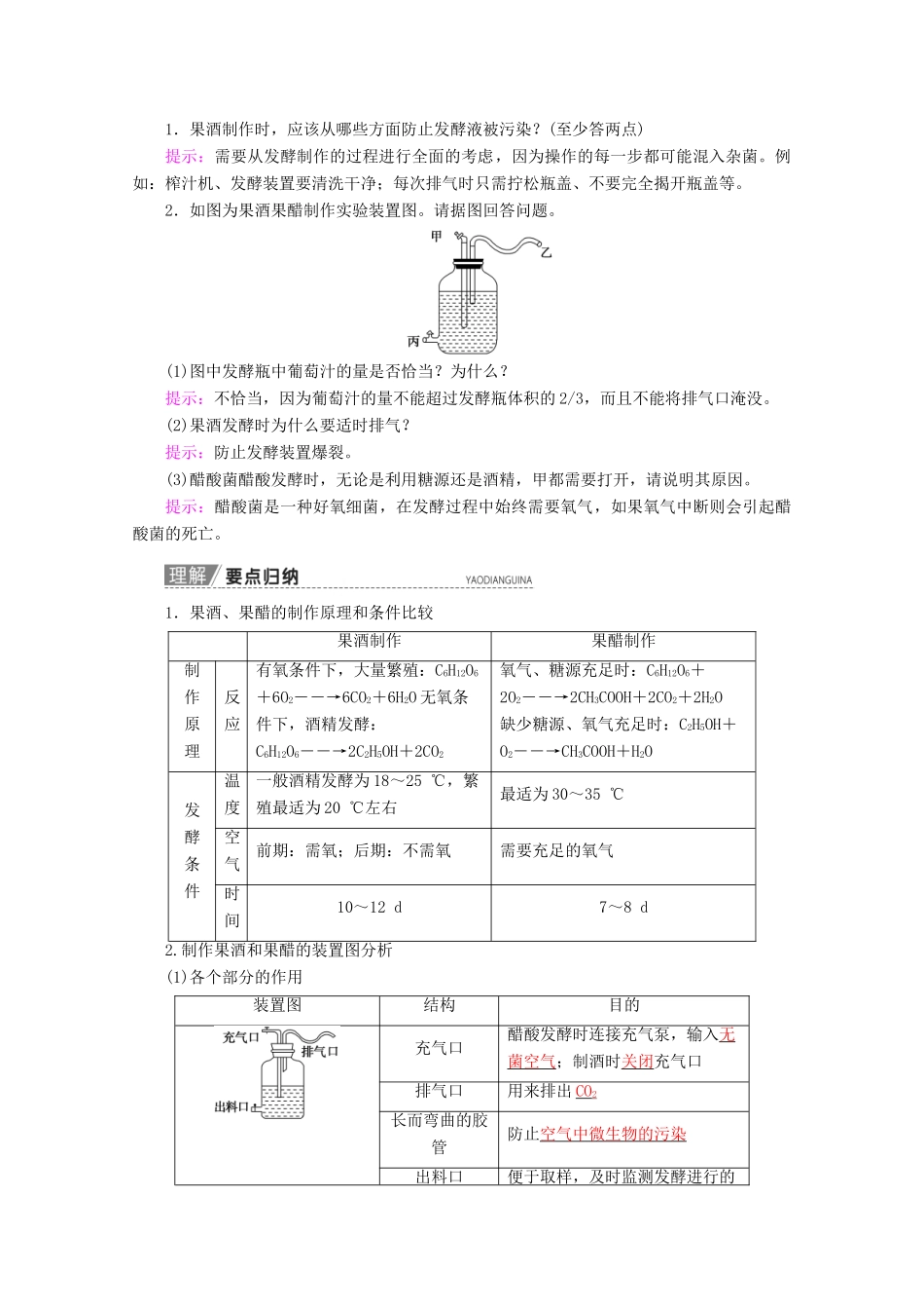 高考生物一轮复习 第2讲 发酵技术实践教学案 苏教版（选修1）-苏教版高三选修1生物教学案_第2页