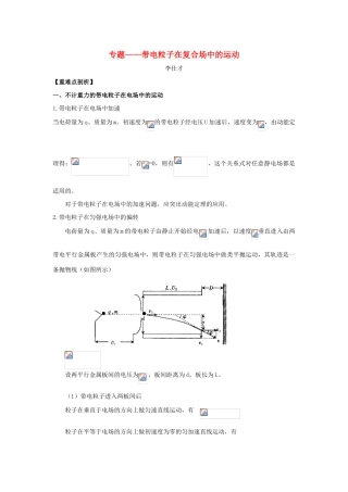 高考物理 专题 带电粒子在复合场中的运动导学案 新人教版-新人教版高三全册物理学案