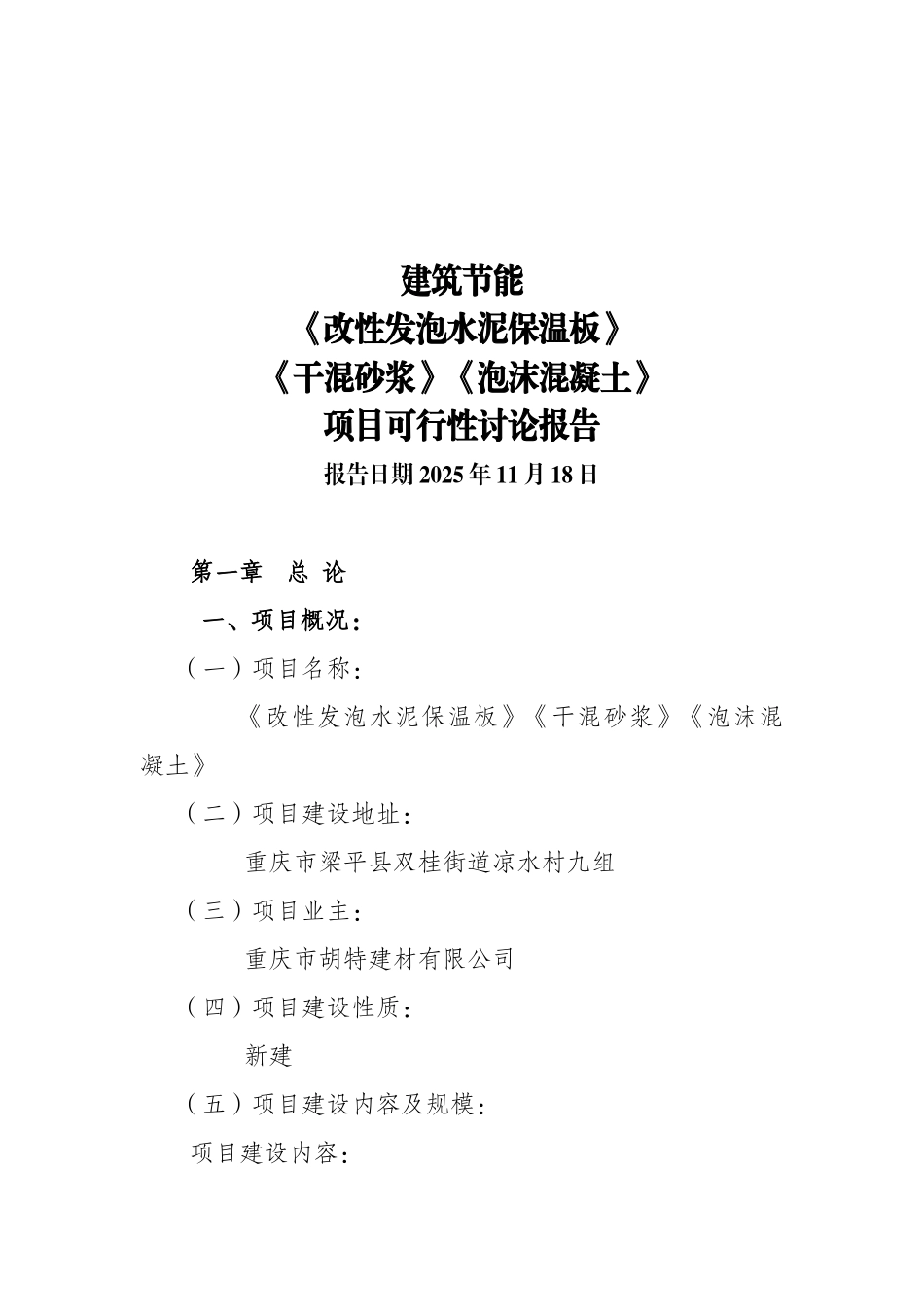 改性发泡水泥保温板、干混砂浆、泡沫混凝土建设项目可行性研究报告_第2页