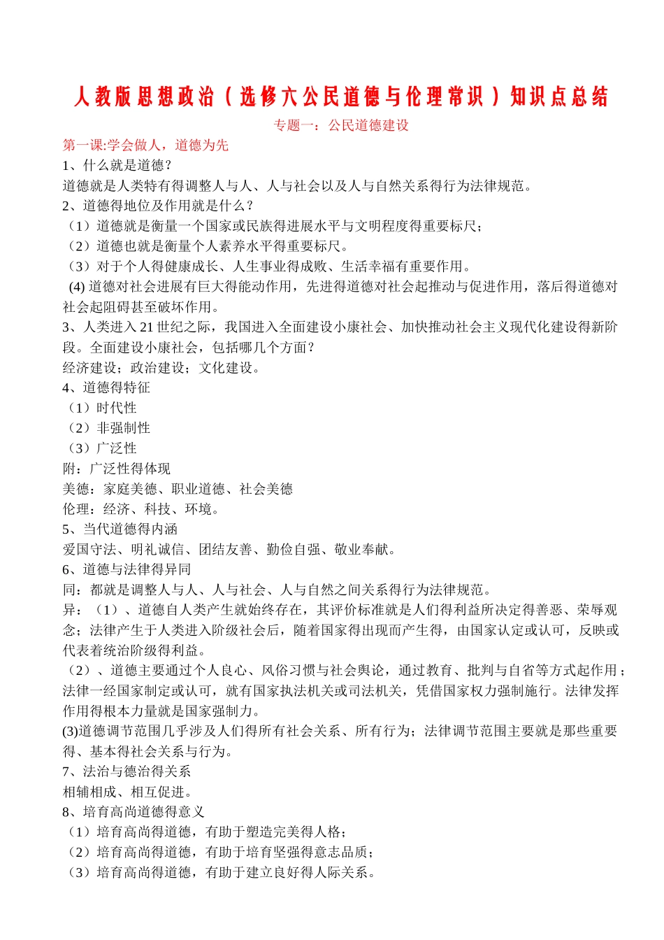 政治选修六知识点归纳_第1页