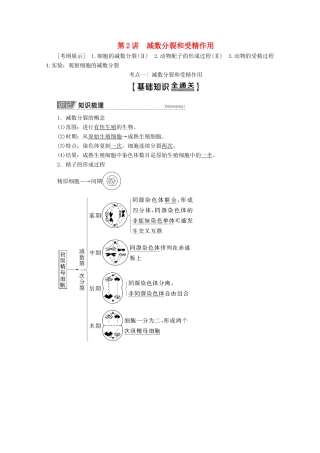 高考生物一轮复习 第4单元 第2讲 减数分裂和受精作用教学案 新人教版-新人教版高三全册生物教学案