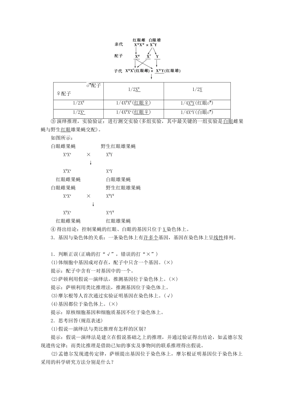 高考生物一轮复习 第5单元 第3讲 基因在染色体上和伴性遗传教学案 新人教版-新人教版高三全册生物教学案_第2页