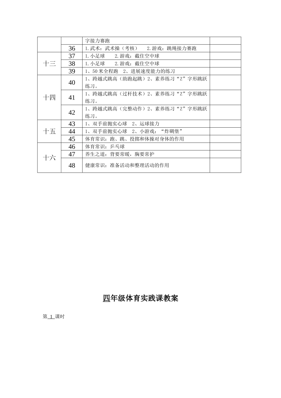 教案.教材-—最新2025-2025学年春季学期小学四年级体育与健康下册收藏版教案_第2页