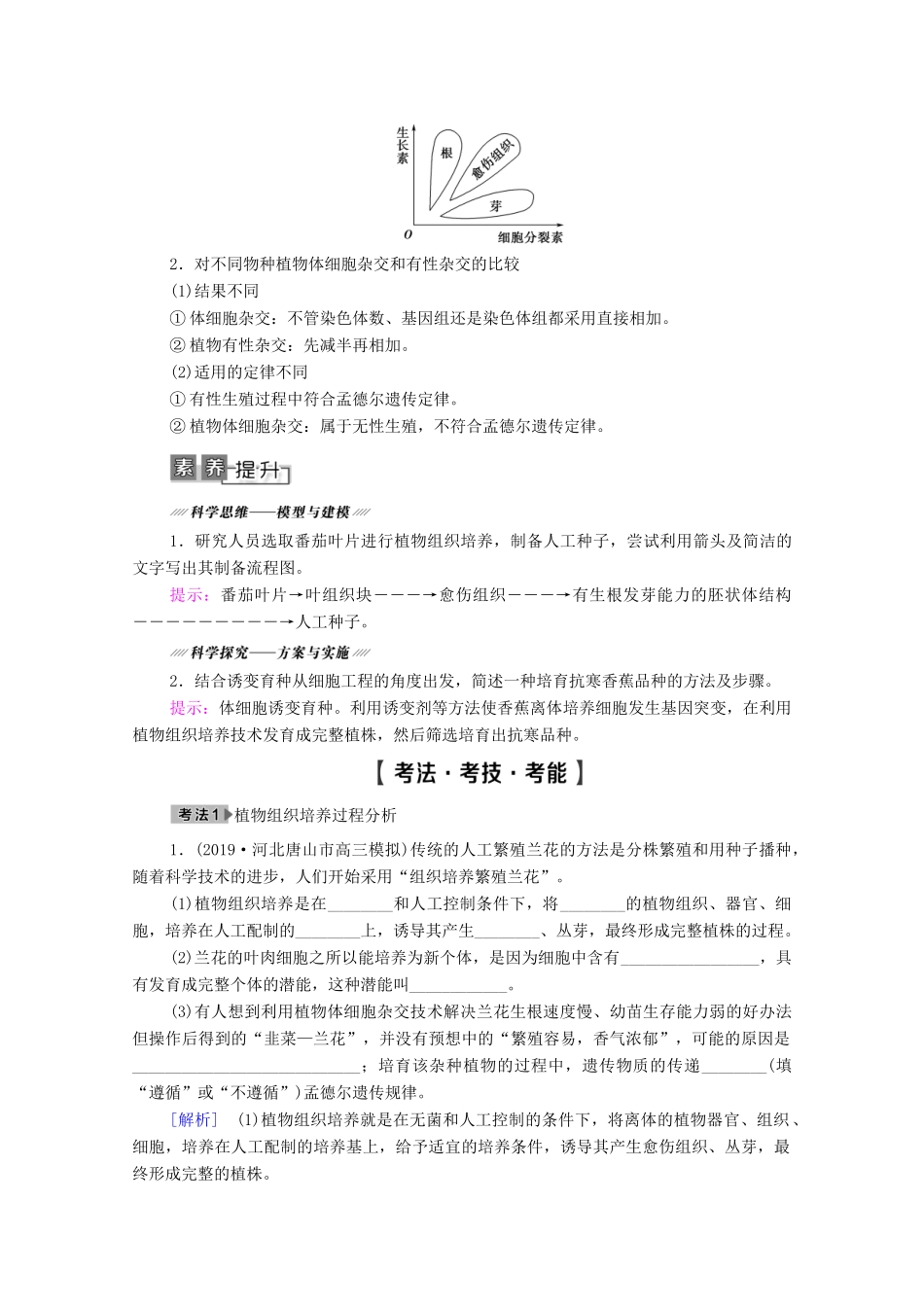 高考生物一轮复习 选修3 现代生物科技专题 第2讲 细胞工程教学案 新人教版-新人教版高三选修3生物教学案_第3页