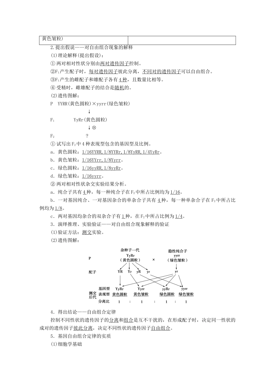高考生物一轮复习 第5单元 遗传定律的伴性遗传 第2讲 孟德尔的豌豆杂交实验（二）教学案 新人教版必修2-新人教版高三必修2生物教学案_第2页