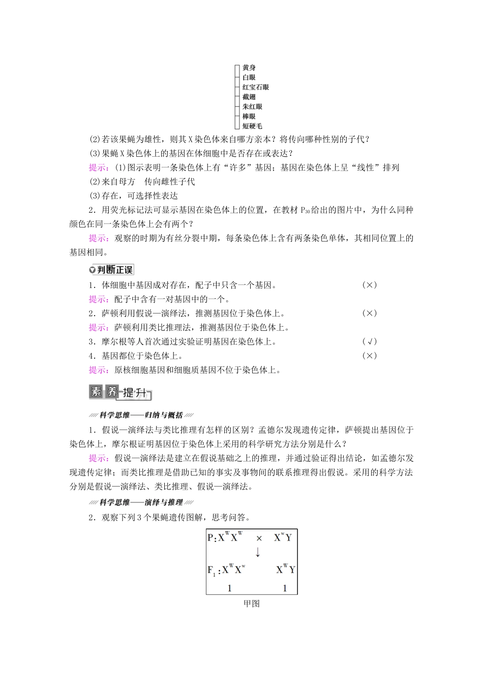 高考生物一轮复习 第5单元 遗传定律的伴性遗传 第3讲 基因在染色体上和伴性遗传教学案 新人教版必修2-新人教版高三必修2生物教学案_第3页