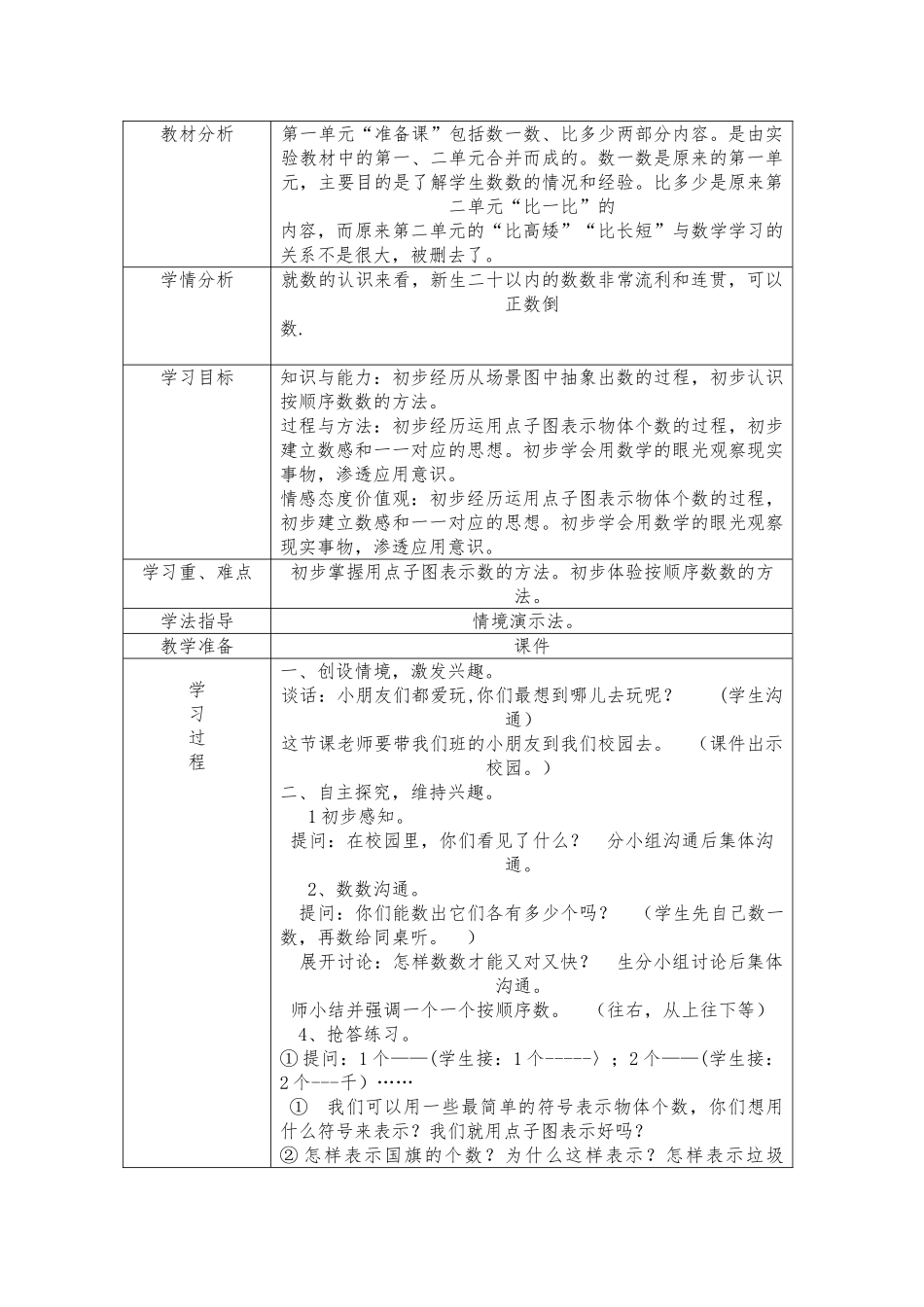 教案.教材-—最新2025-2025学年秋季学期人教版小学一年级数学上册教案可打印_第2页