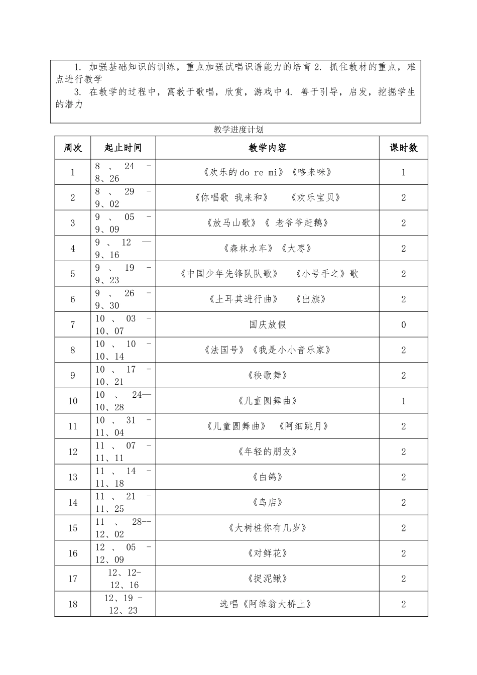 教案.教材-—最新2025-2025学年秋季学期人教版小学三年级音乐上册教案可打印_第2页