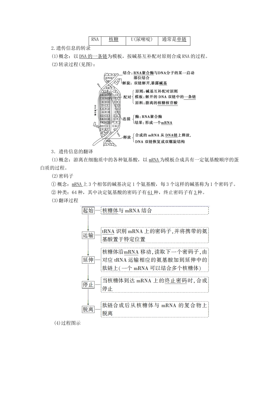 高考生物一轮复习 第6单元 遗传的分子基础 第3讲 基因的表达教学案 新人教版必修2-新人教版高三必修2生物教学案_第2页