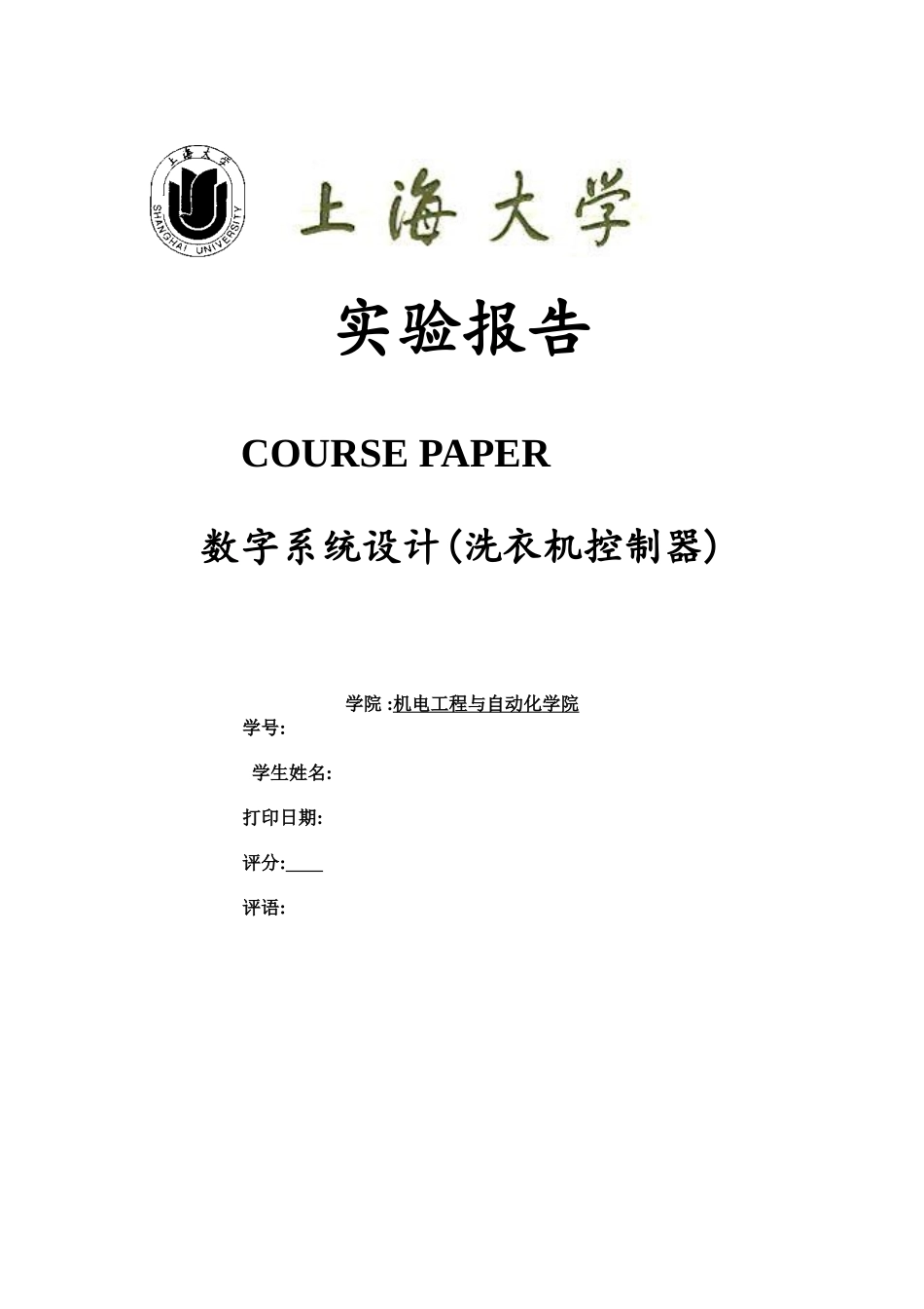 数字系统设计本科论文_第1页