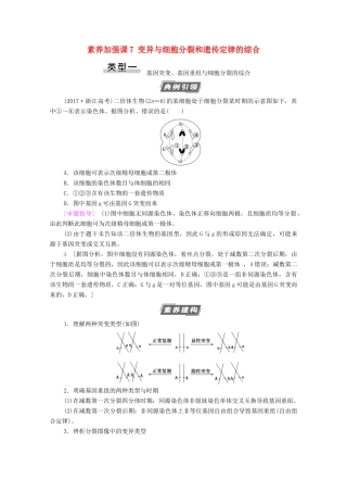 高考生物一轮复习 第7单元 生物的变异、育种与进化 素养加强课7 变异与细胞分裂和遗传定律的综合教学案 新人教版必修2-新人教版高三必修2生物教学案