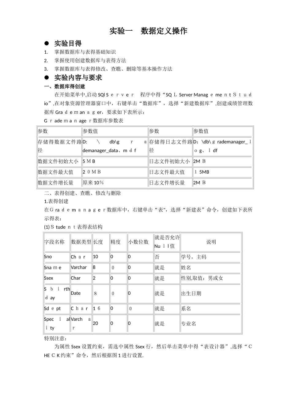 数据库SQL实验题目_第1页