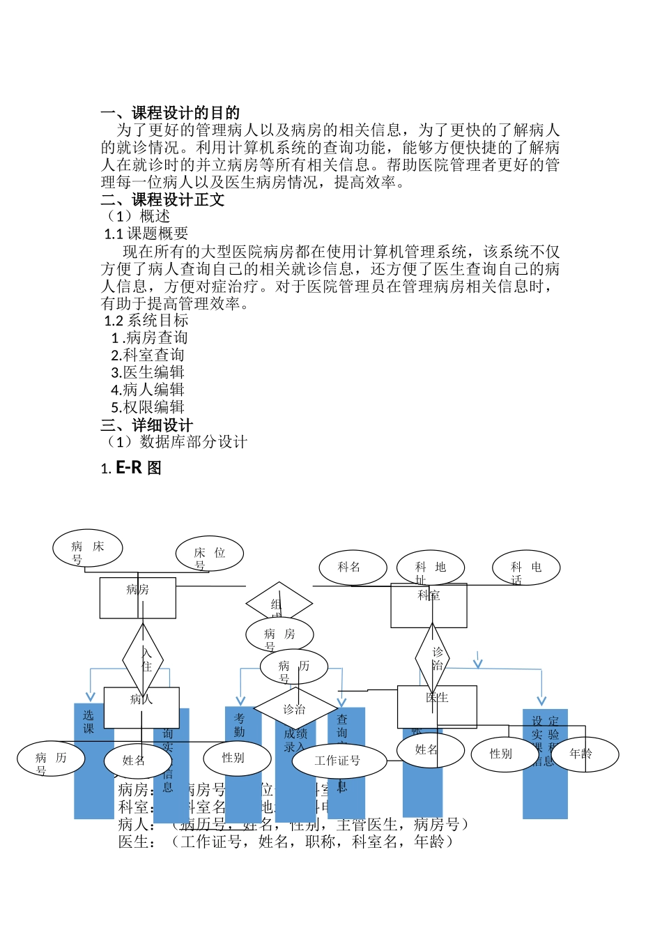数据库课程设计报告某医院病房计算机系统_第2页