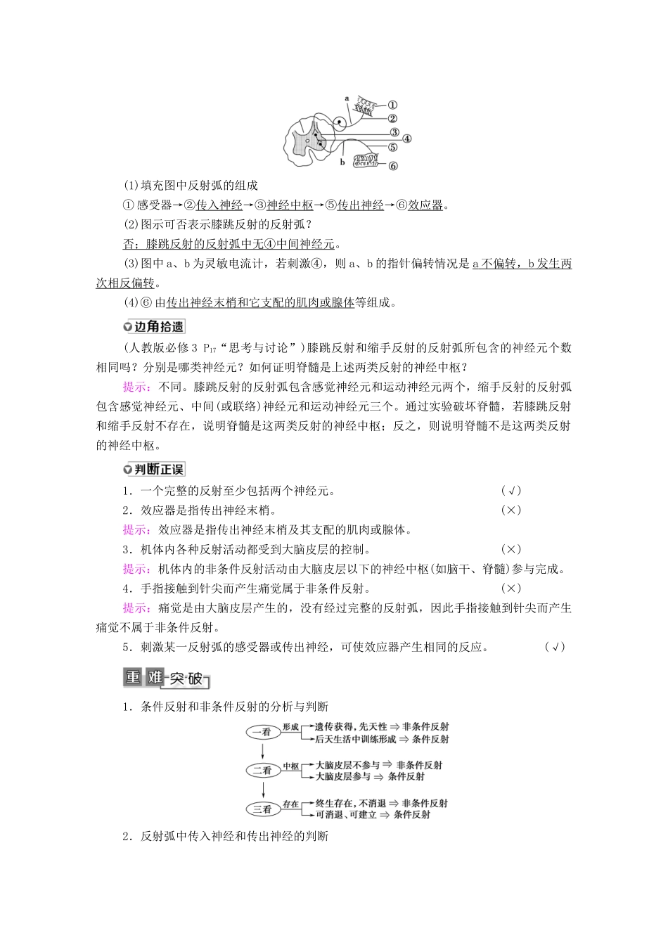 高考生物一轮复习 第8单元 生命活动的调节 第2讲 通过神经系统的调节教学案 新人教版必修3-新人教版高三必修3生物教学案_第2页