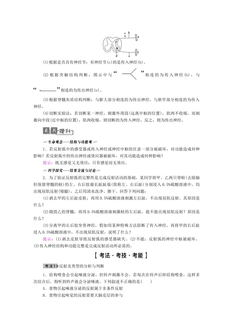高考生物一轮复习 第8单元 生命活动的调节 第2讲 通过神经系统的调节教学案 新人教版必修3-新人教版高三必修3生物教学案_第3页