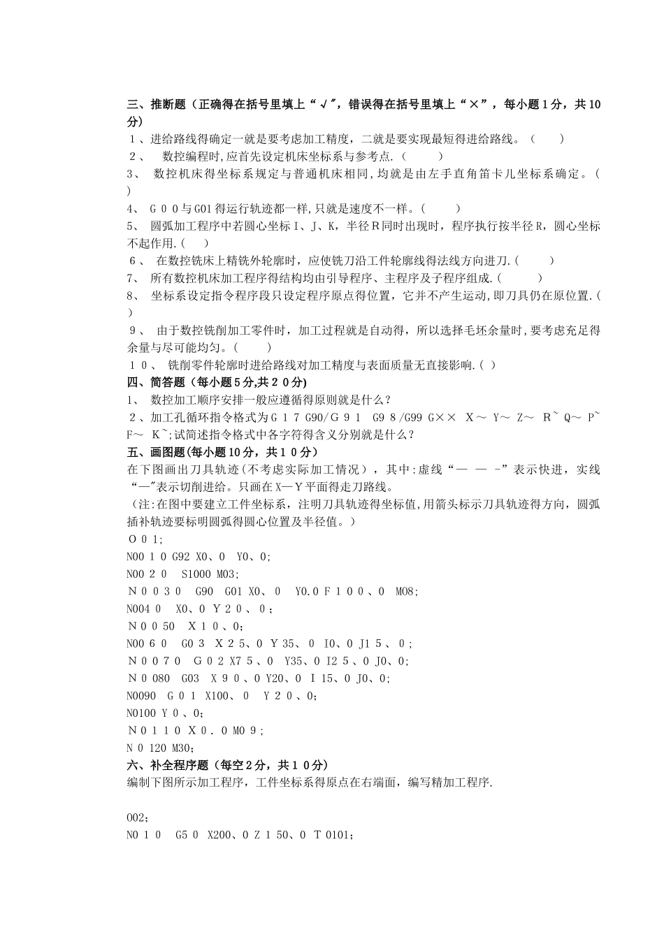 数控加工技术试卷及答案_第2页