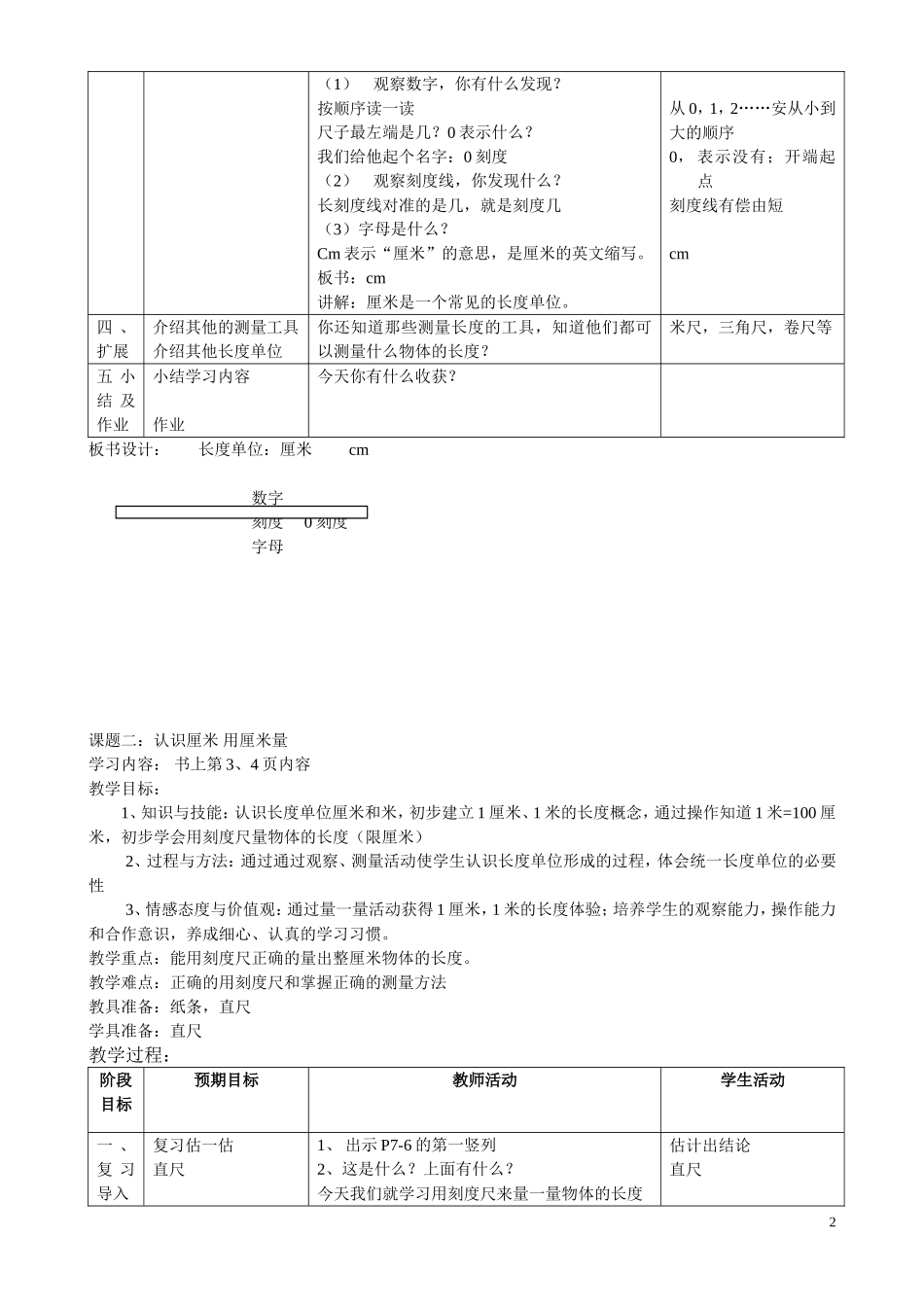 第一单元长度单位教学设计_第2页