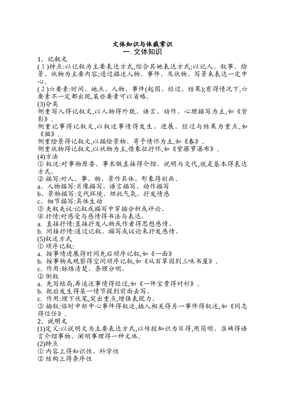 文体知识和体裁常识_第1页