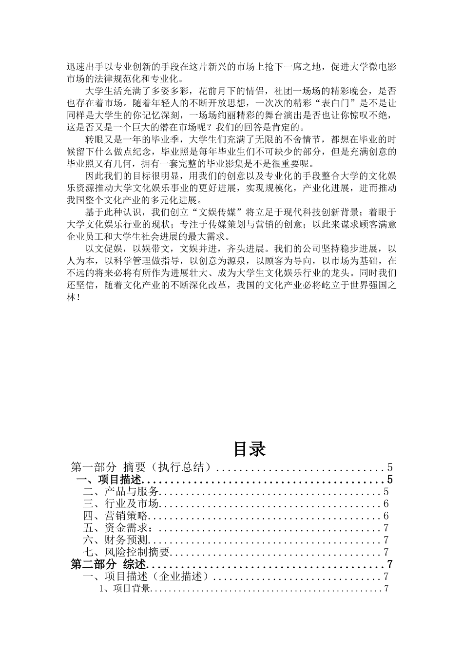 文娱传媒有限责任公司创业策划书学位论文_第2页