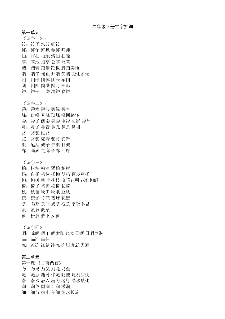 二年级下册生字扩词_第1页
