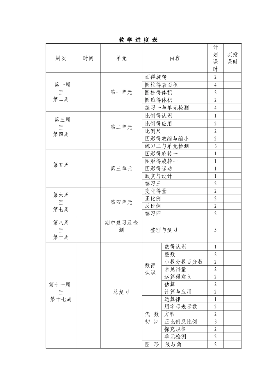 新北师大版六年级下册数学全册教案_第1页