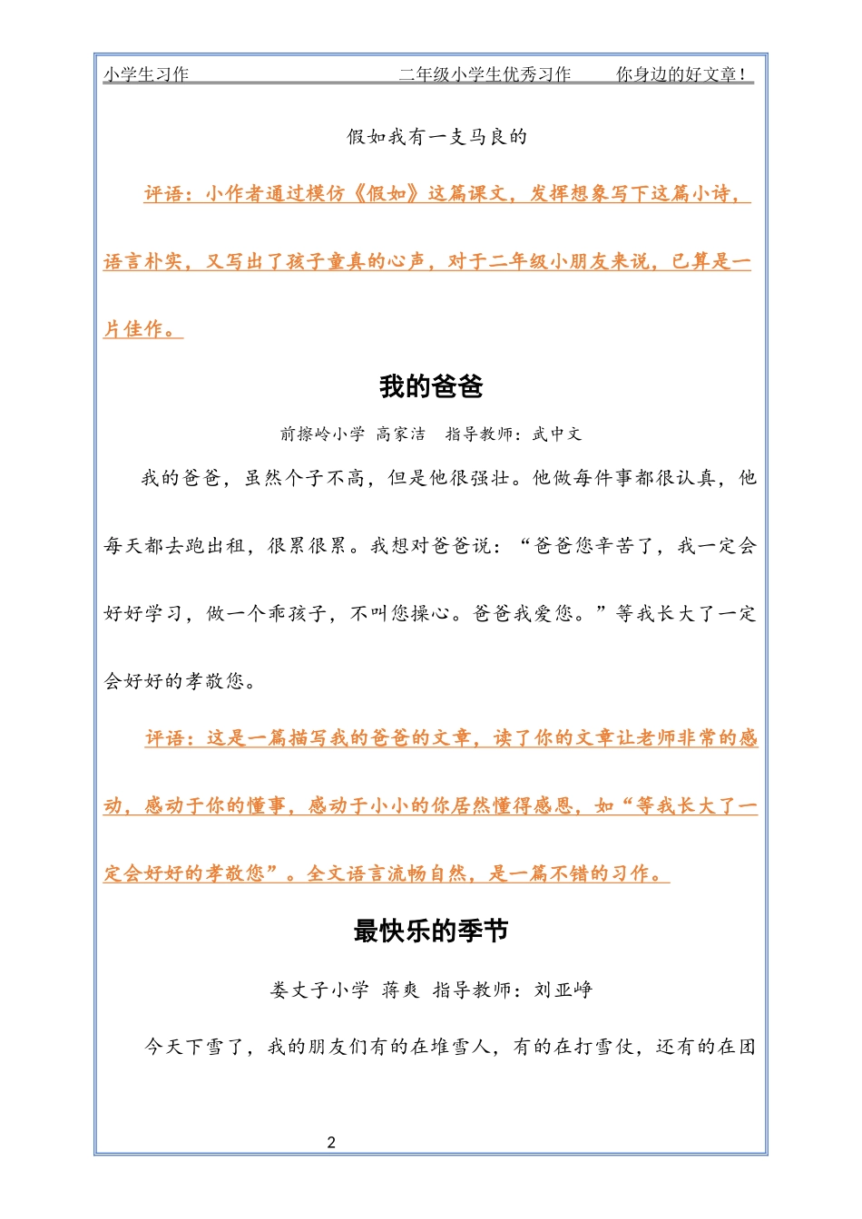 二年级小学生优秀习作_第2页