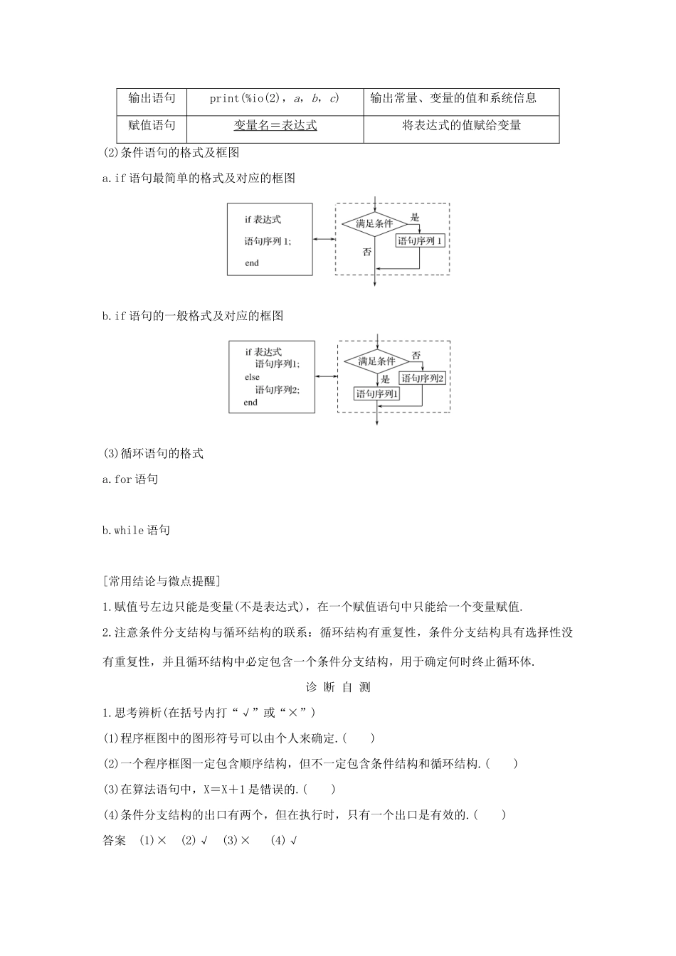 （全国通用版）高考数学大一轮复习 第十二章 推理与证明、算法、复数 第4节 算法与程序框图学案 理 新人教B版-新人教B版高三全册数学学案_第2页